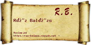 Réz Balázs névjegykártya
