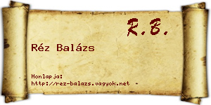 Réz Balázs névjegykártya